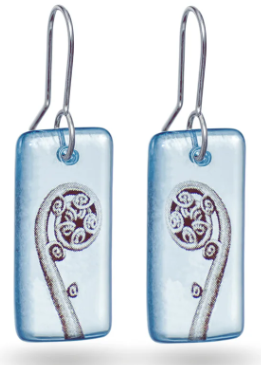 Glass Fern Spiral Earrings